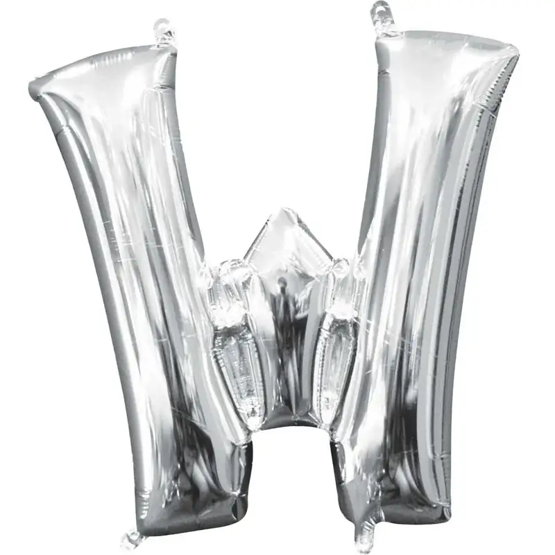Silver Letter W Foil Balloon 17 Inch
