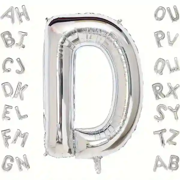 Silver Letter D Foil Balloon 40 Inch