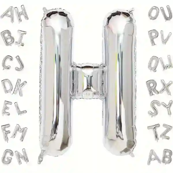 Silver Letter H Foil Balloon 40 Inch