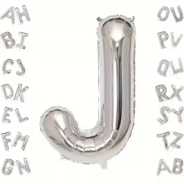 Silver Letter J Foil Balloon 40 Inch