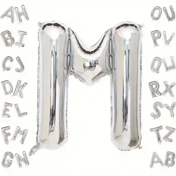 Silver Letter M Foil Balloon 40 Inch