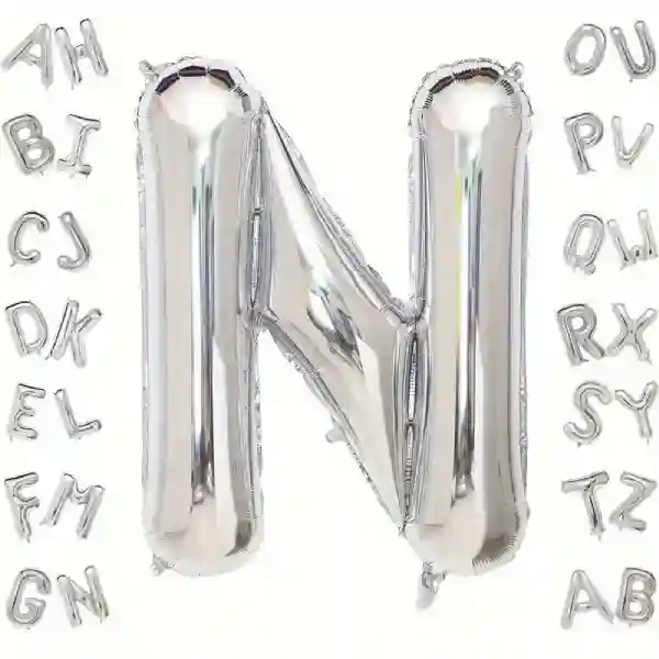Silver Letter N Foil Balloon 40 Inch