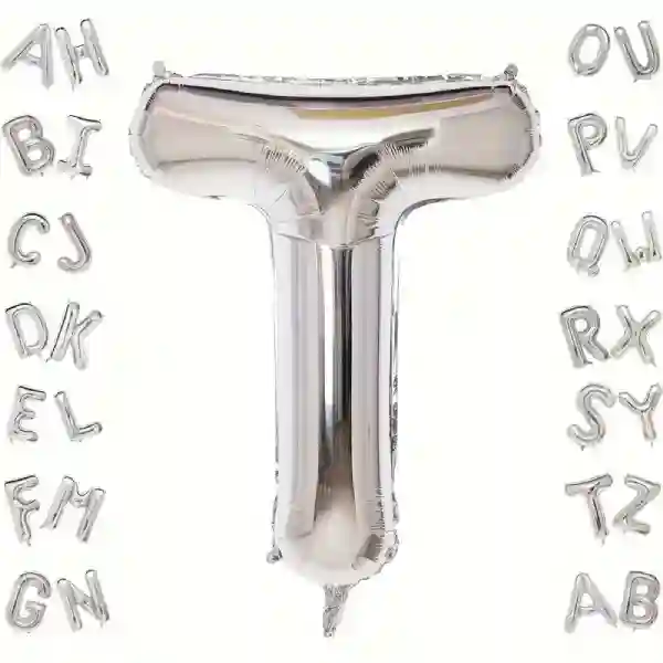 Silver Letter T Foil Balloon 40 Inch