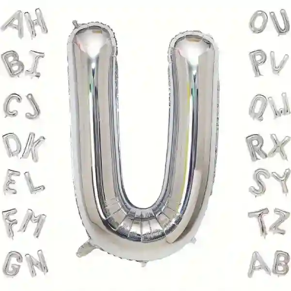 Silver Letter U Foil Balloon 40 Inch