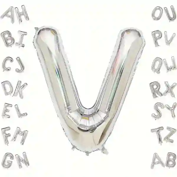 Silver Letter V Foil Balloon 40 Inch