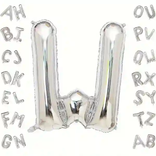 Silver Letter W Foil Balloon 40 Inch
