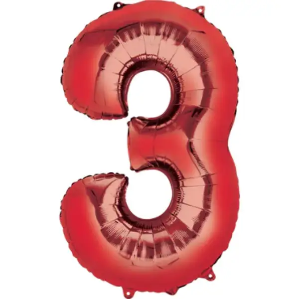 Red Foil Number Balloon 3 – 40 Inch 