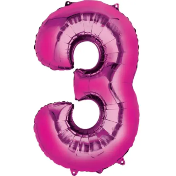 Fuchsia Foil Number Balloon 3 – 40 Inch