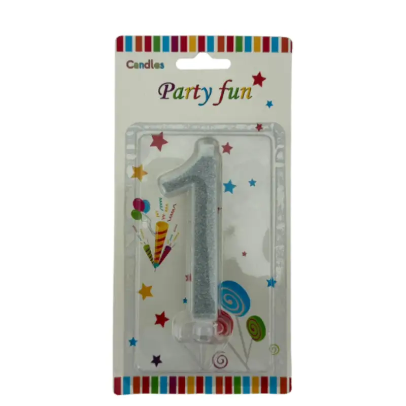 Silver Glitter Number 1 Birthday Candle