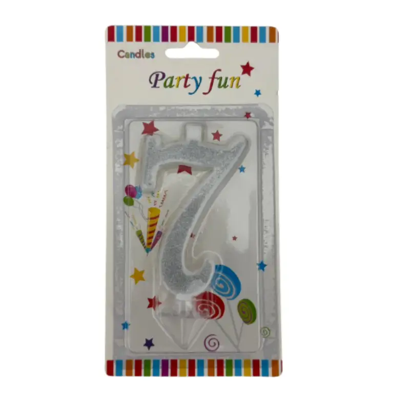Silver Glitter Number 7 Birthday Candle
