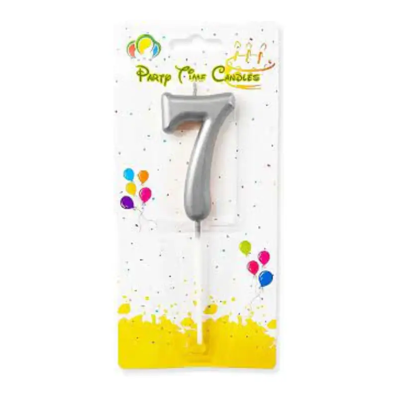 Silver Number 7 Cake & Cupcake Candle - Small