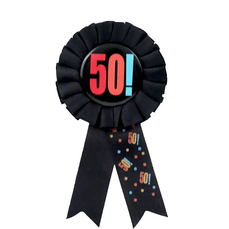 50th Birthday Rosette Badge