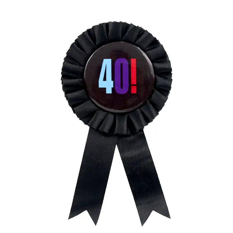 Black 40th Birthday Rosette Badge