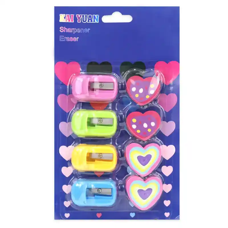 Heart Erasers and Pencil Sharpeners Set
