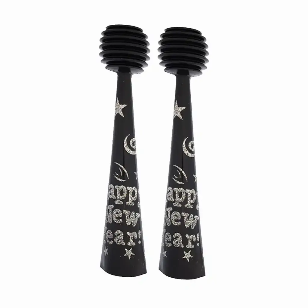 Happy New Year Glitters Foil Horn 10in 2 pcs