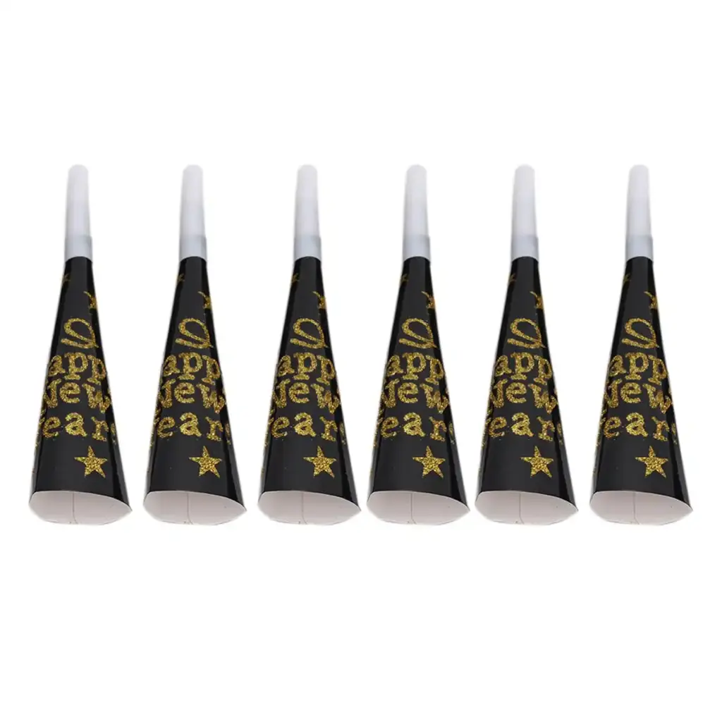 Happy New Year Foil Horn 8 in 6 pcs