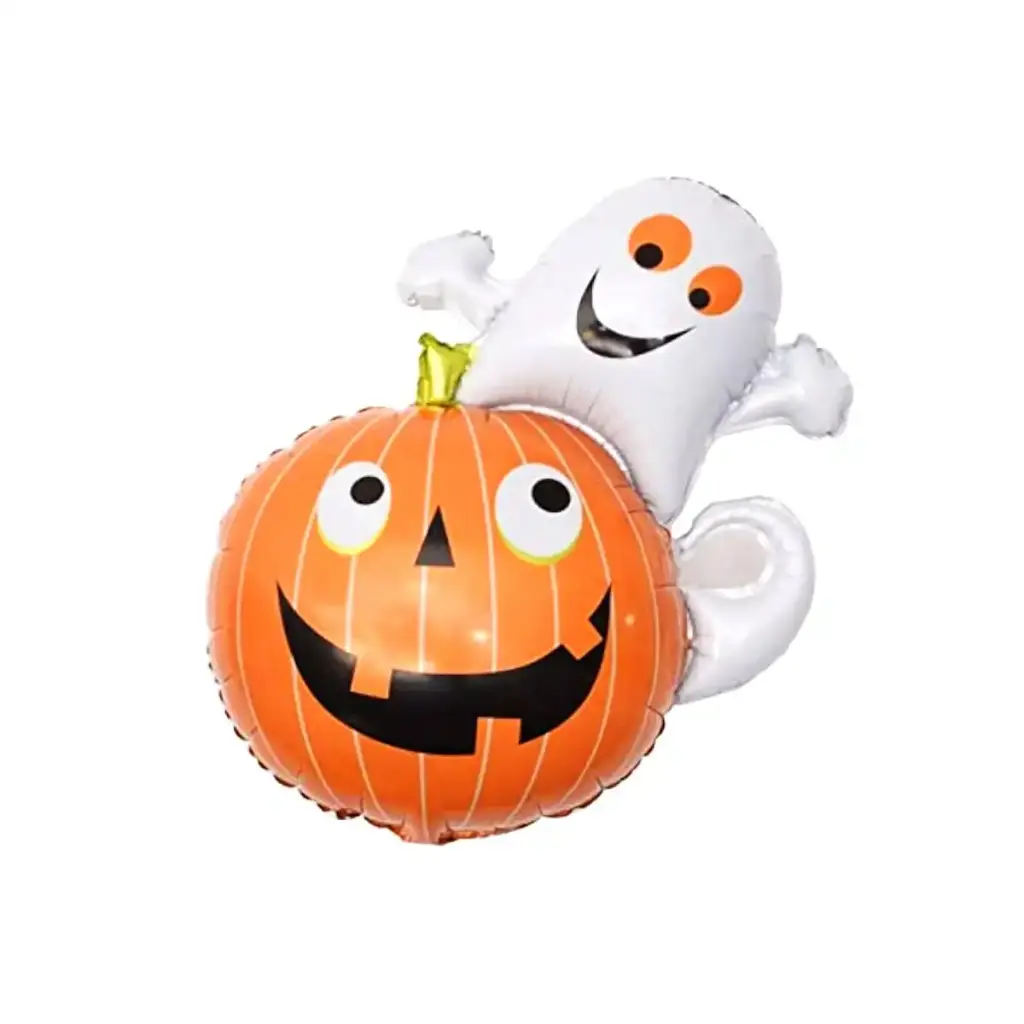 Pumpkin With Ghost Foil Balloon
