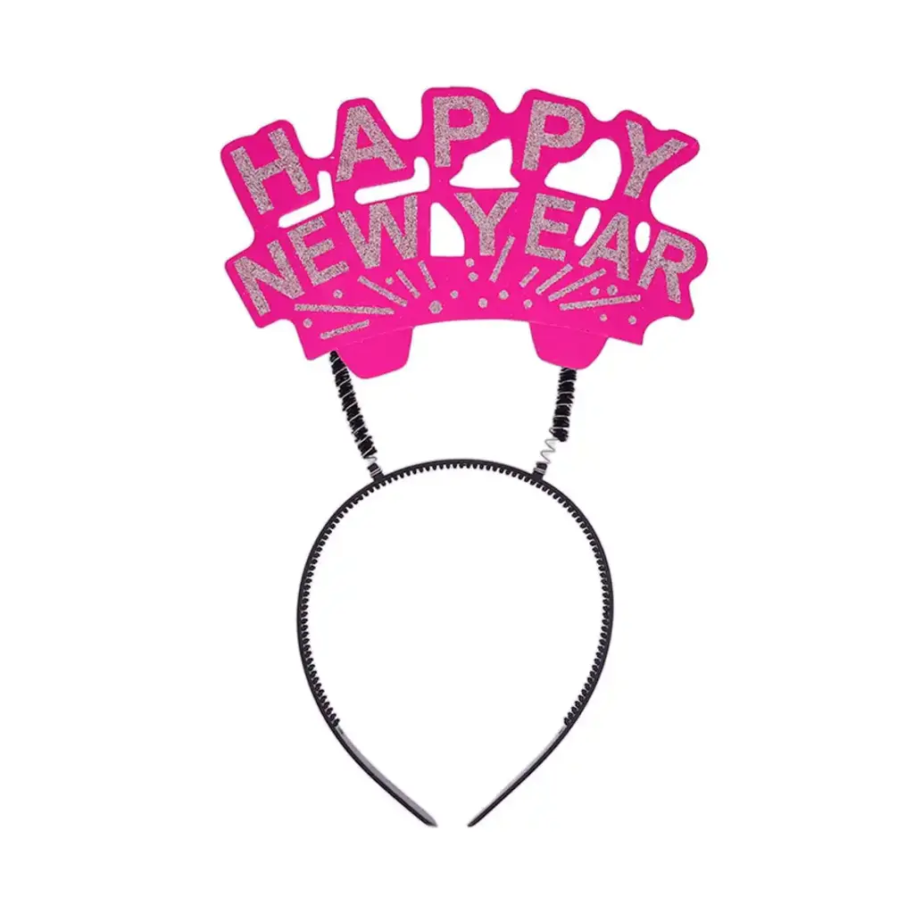 Happy New Year Glittered Headbands - Pink