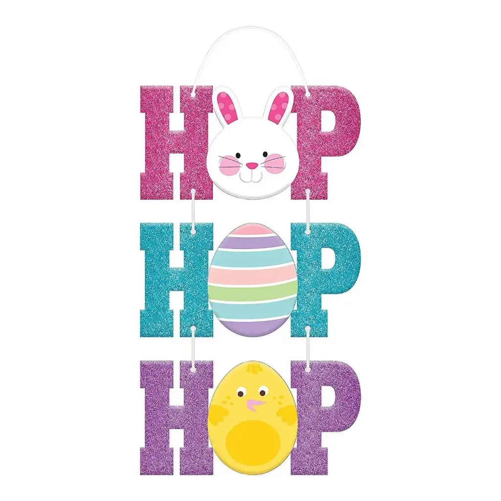 Hop Hop Hop Glitter Sign Hanging Decoration