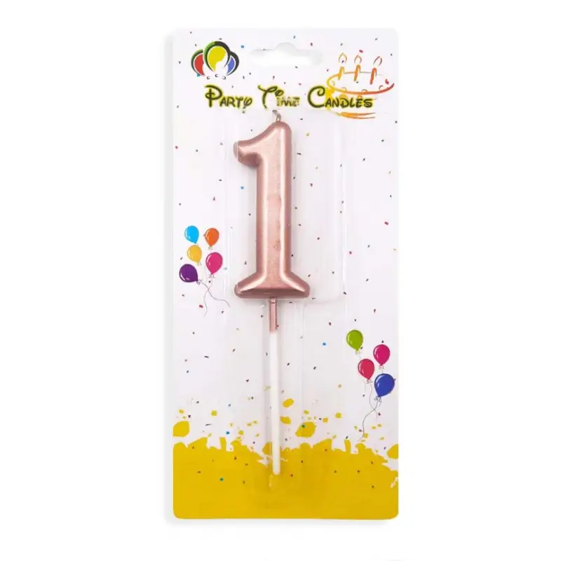 Rose Gold Number 1 Cake & Cupcake Candle - Small