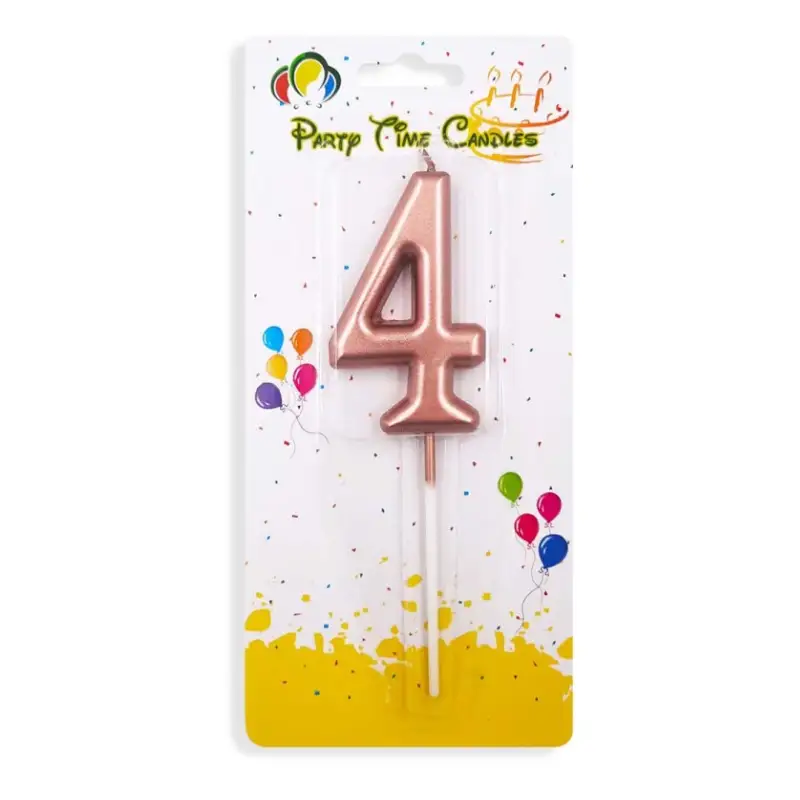 Rose Gold Number 4 Cake & Cupcake Candle - Small