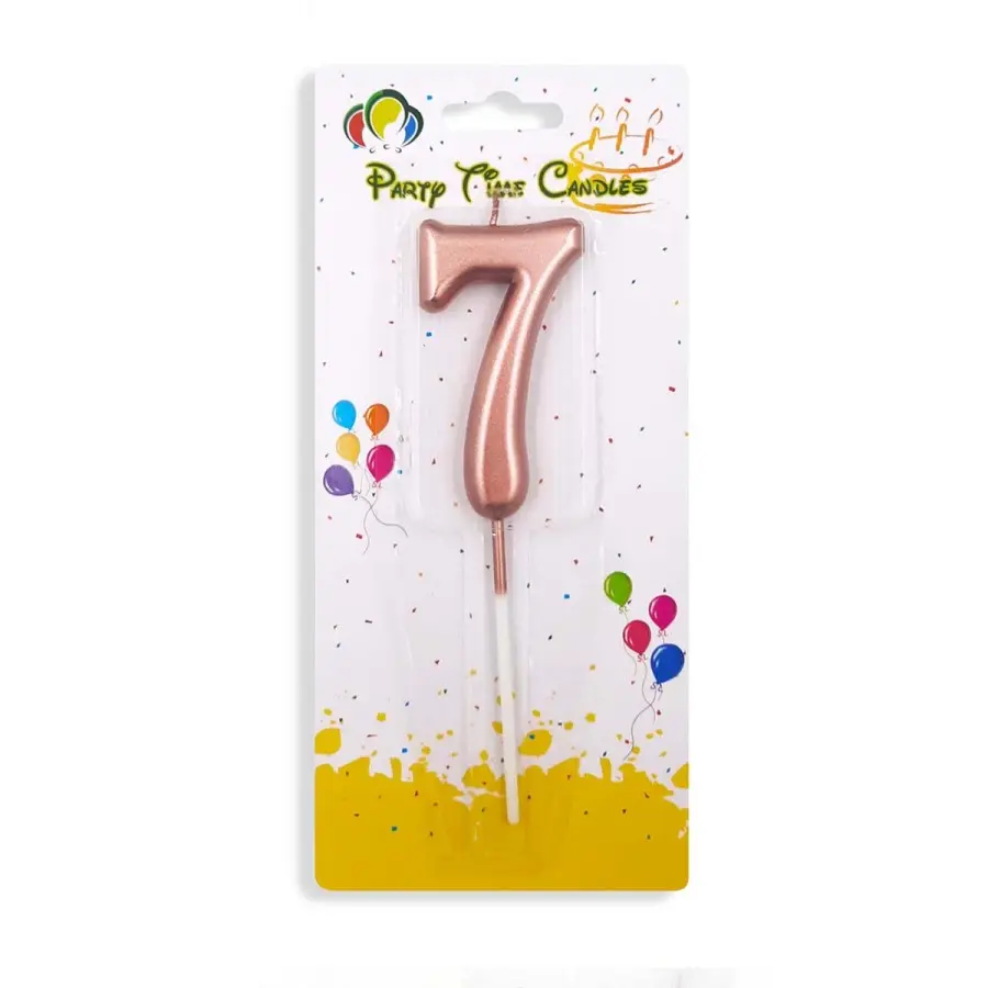 Rose Gold Number 7 Cake & Cupcake Candle - Small