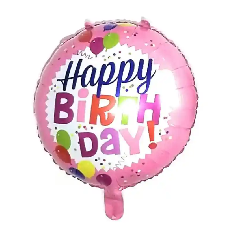 Happy Birthday Pink Celebration Round Foil Balloon 18in