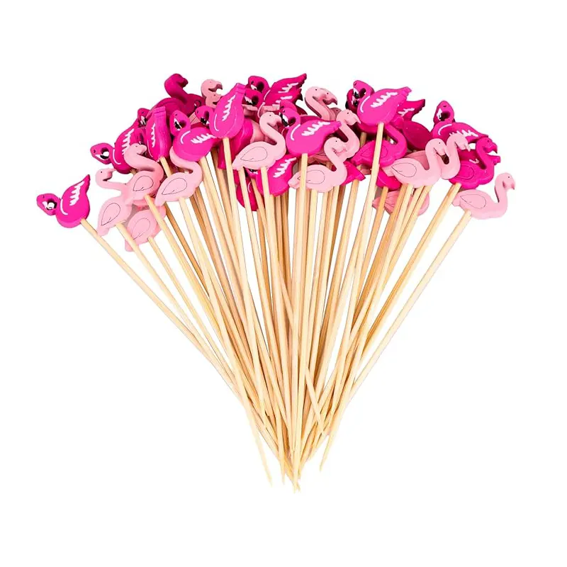 Flamingo Natural Wooden Food Pickers - 30 pcs