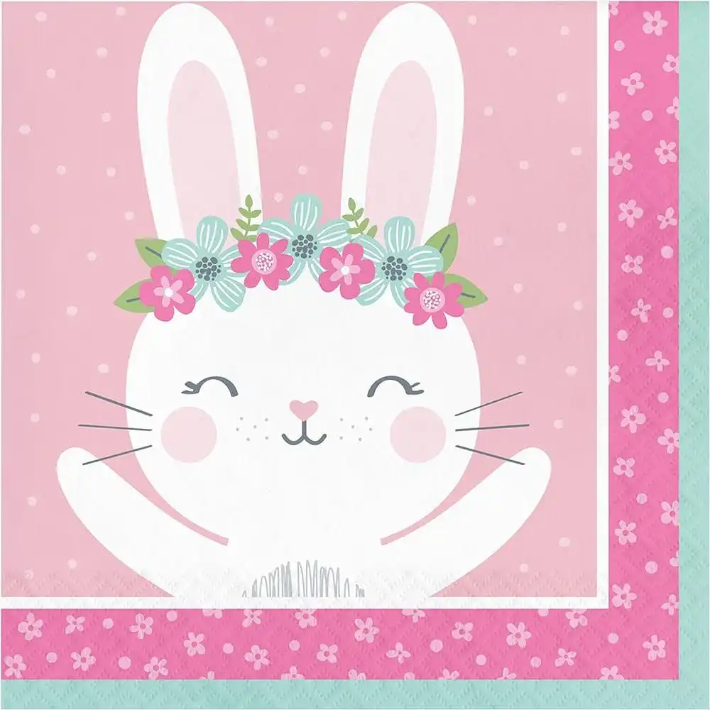 Easter Pink Bunny 2-Ply Lunch Napkins