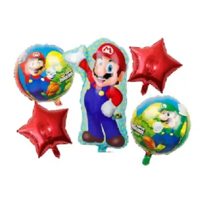 Mario Brothers Foil Balloons Bouquet 5 pcs