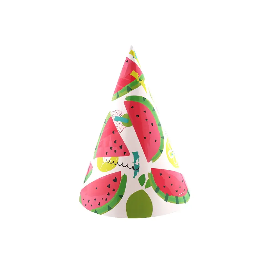 Summer themed watermelon paper Hat 10 pcs