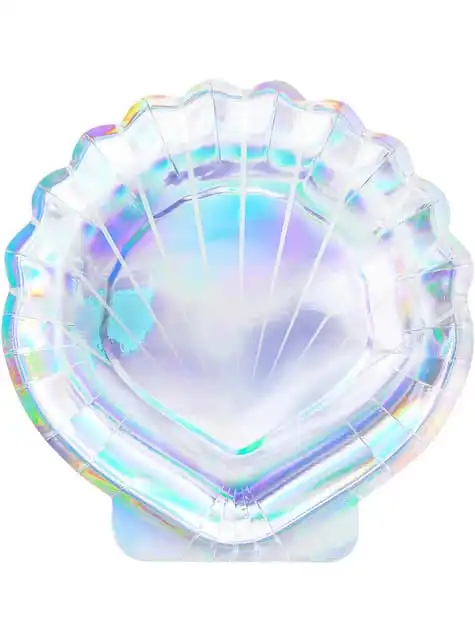 Mermaid Clam Shell Holographic Plates 9in 8pcs