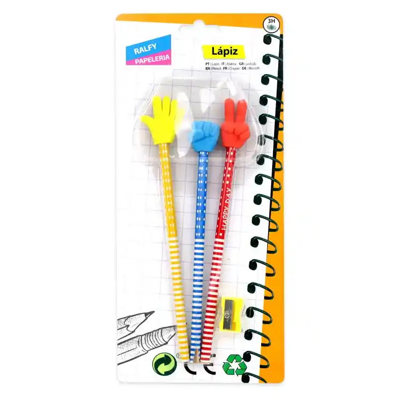 Pencil Set with Hand-Shaped Erasers