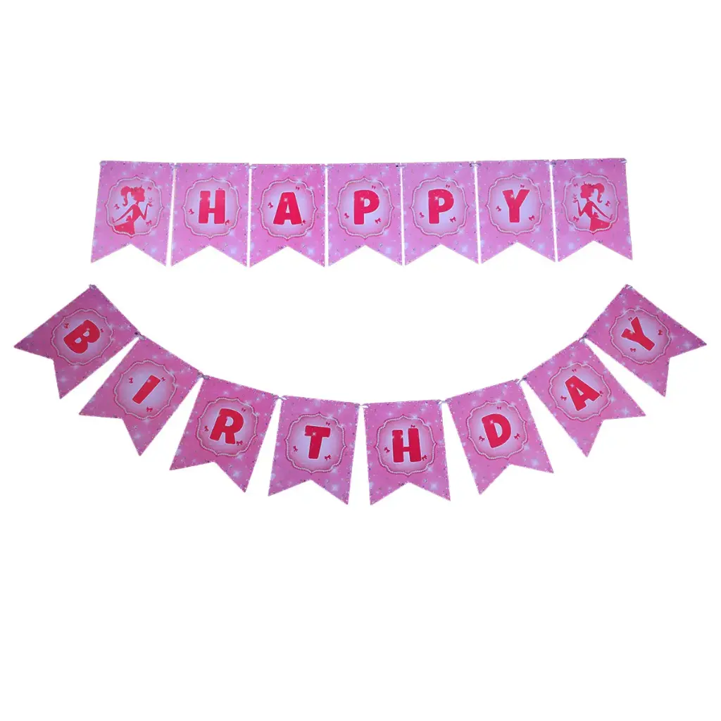 Pink Barbie Girl Hbd Letter Banner