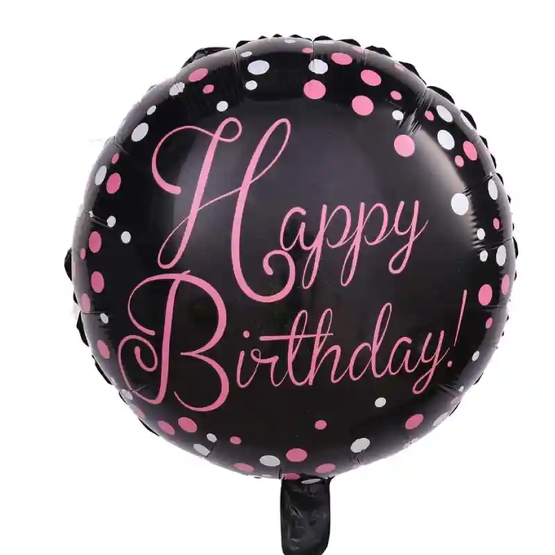 Happy Birthday Black & Pink Polka Dot Foil Balloon 18in