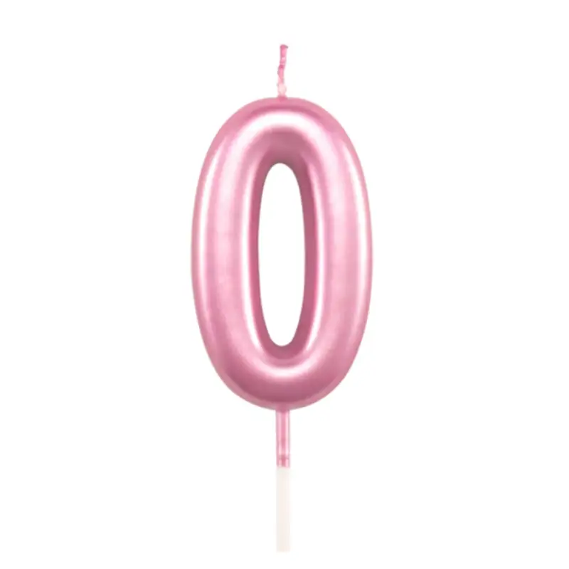 Rose Pink Number 0 Cake & Cupcake Candle - Small 