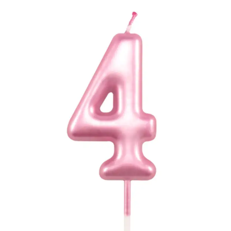 Rose Pink Number 4 Cake & Cupcake Candle - Small 