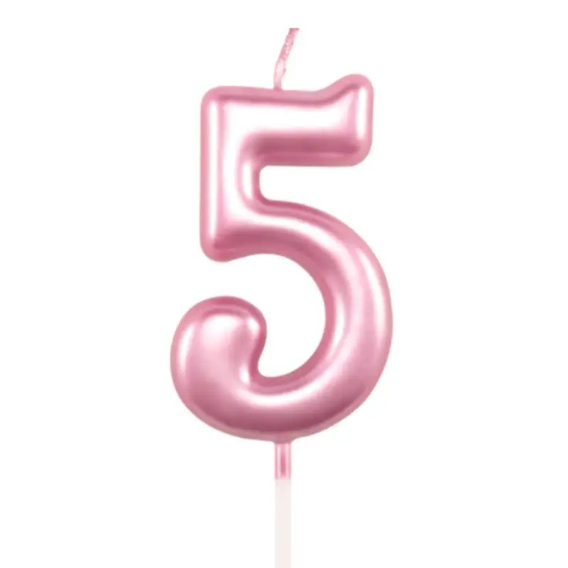Rose Pink Number 5 Cake & Cupcake Candle - Small 