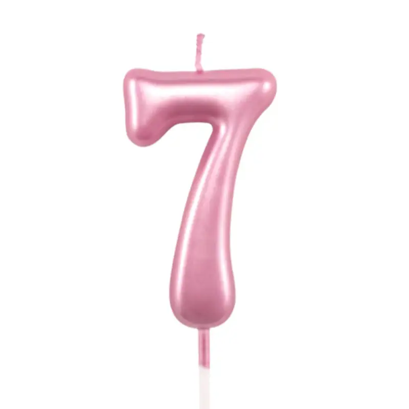 Rose Pink Number 7 Cake & Cupcake Candle - Small 