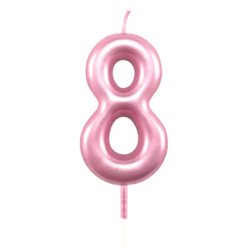 Rose Pink Number 8 Cake & Cupcake Candle - Small 