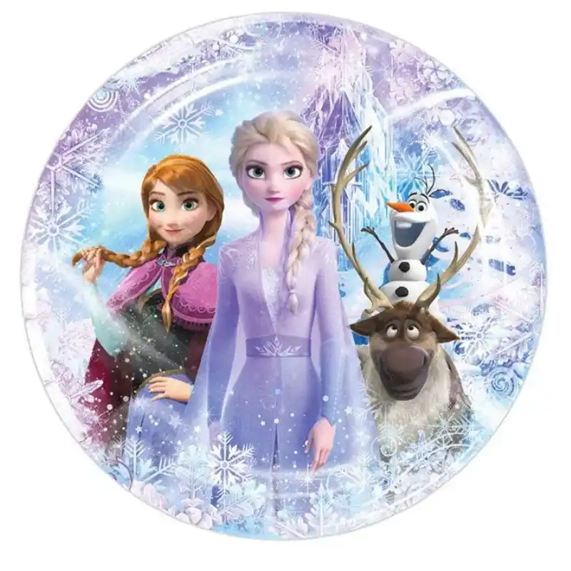 Disney Frozen Round Paper Plates 9 Inch – Elsa & Anna – Pack of 8