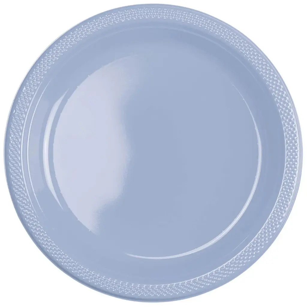 Powder Blue Plastic Plate 7 Inch - 20 Pcs