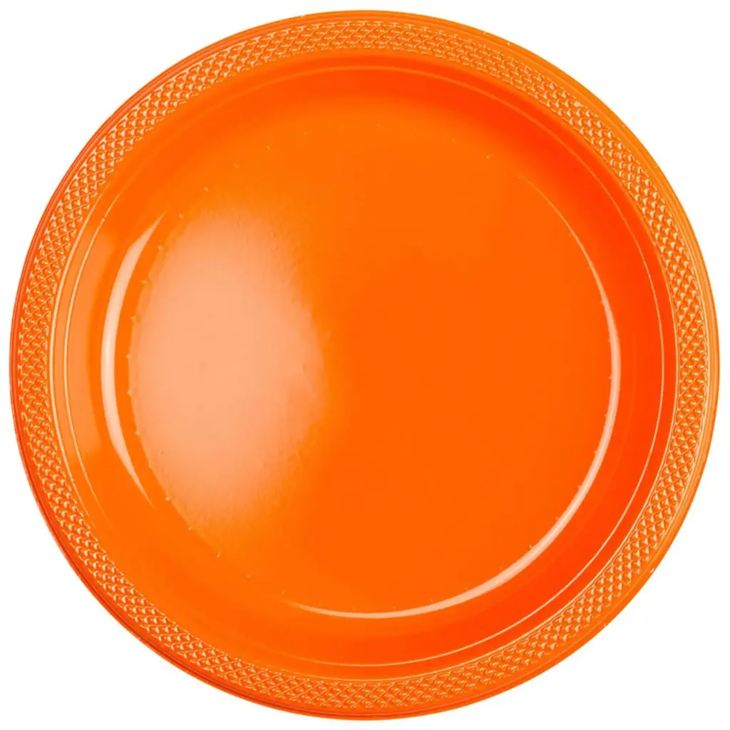 Round Plastic Plate 9 Inch - Orange