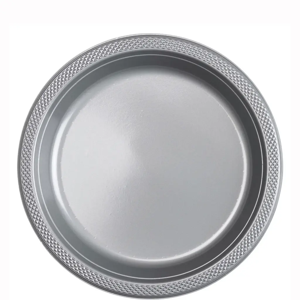 Round Plastic Plate 9 Inch - Silver