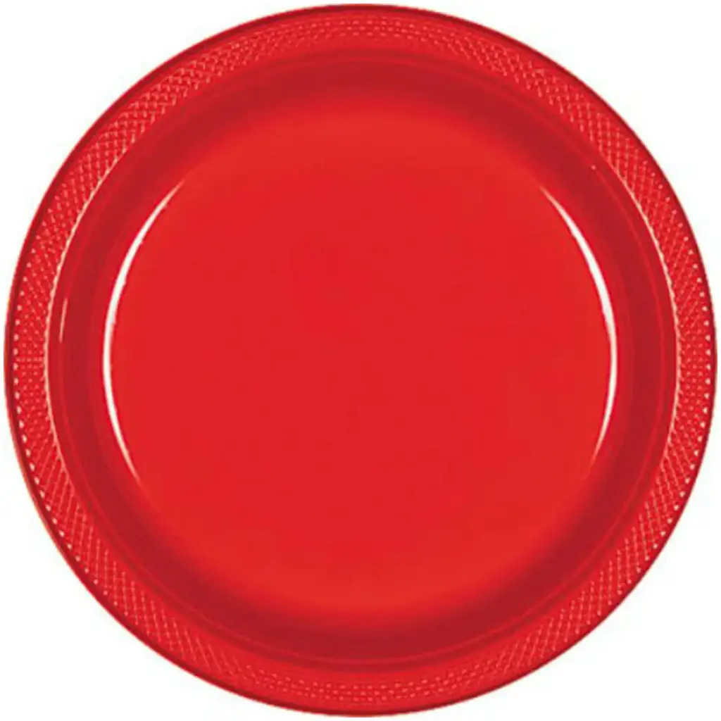 Round Plastic Plate 9 Inch - Red