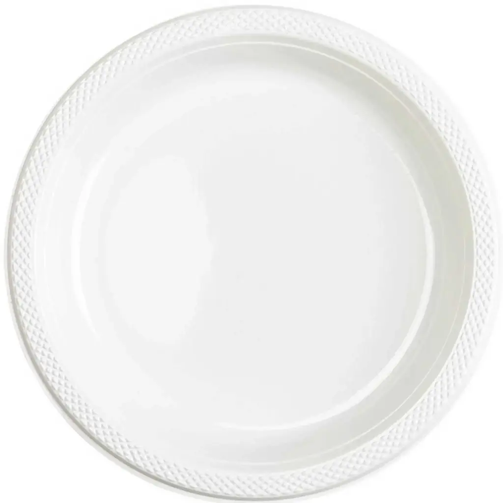 Round Plastic Plate 9 Inch - White