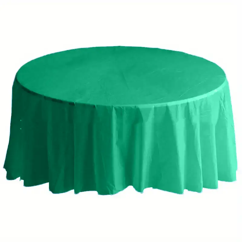 Light Green Round Plastic Table Cover 84in