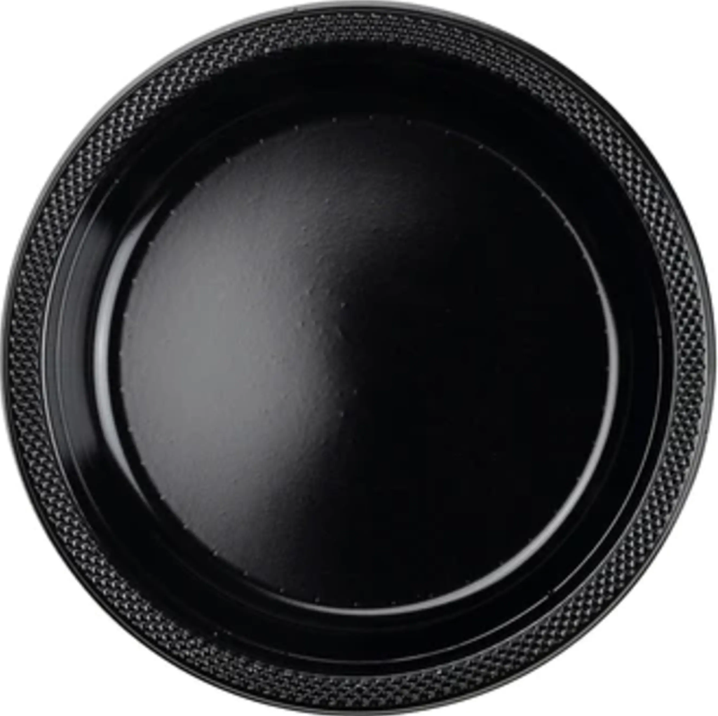 Round Plastic Plate 7 Inch - Black - 20 pcs