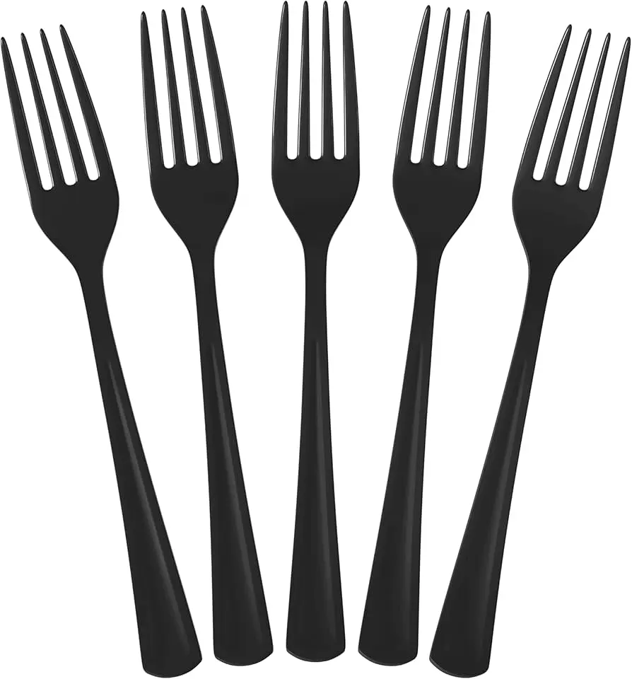 Jet Black Plastic Fork - 20 pcs 