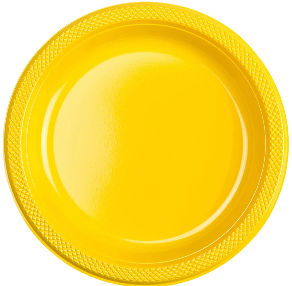 Yellow Plastic Plate 7 Inch - 20 Pcs